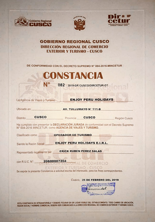 Licencia Autorizada Machu Picchu - Machu Picchu Budget